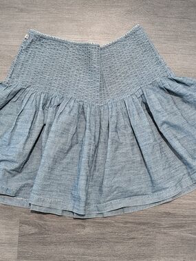 Lauren Ralph Lauren Smocked Waist Chambray A-Line Women's Skirt - Light Blue 14